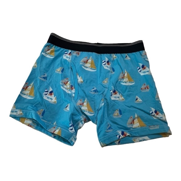 J. Crew 2 Knit Boxer Briefs in Sailboat Blue Print & Yellow NEW 2 pairs NWT - Picture 2 of 15